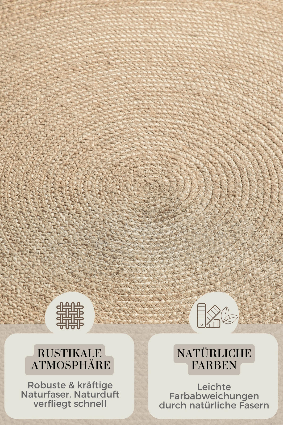 JUTETEPPICH 200 cm Jute Braided Honig, Hellbraun rund  - Hellbraun/Honig, Design, Textil (200cm) - Hanse Home