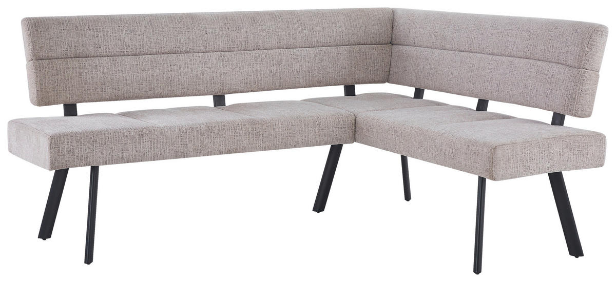 ECKBANK Metall, Textil Beige  - Beige/Schwarz, Konventionell, Textil/Metall (190/150cm) - MID.YOU