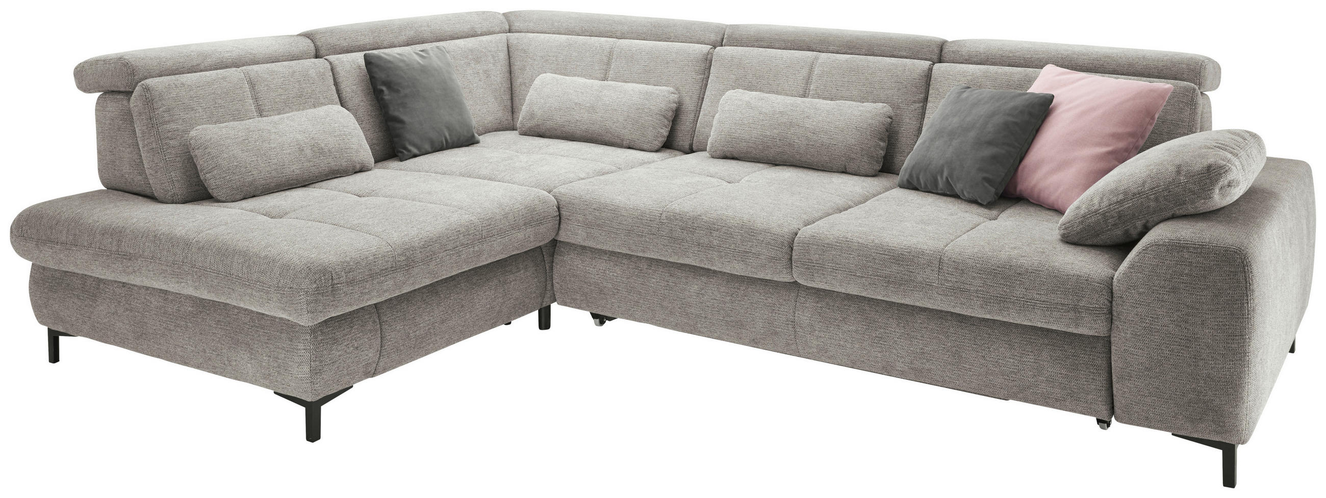ECKSOFA Grau Webstoff  - Schwarz/Grau, KONVENTIONELL, Textil/Metall (220/314cm) - SetOne by Musterring