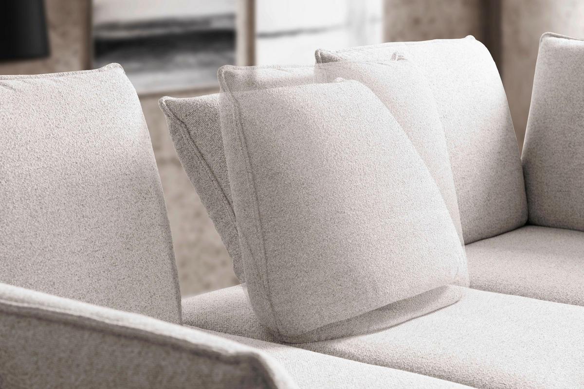 ECKSOFA Beige Flachgewebe, Struktur  - Beige/Schwarz, Design, Textil/Metall (259/233cm) - Moderano