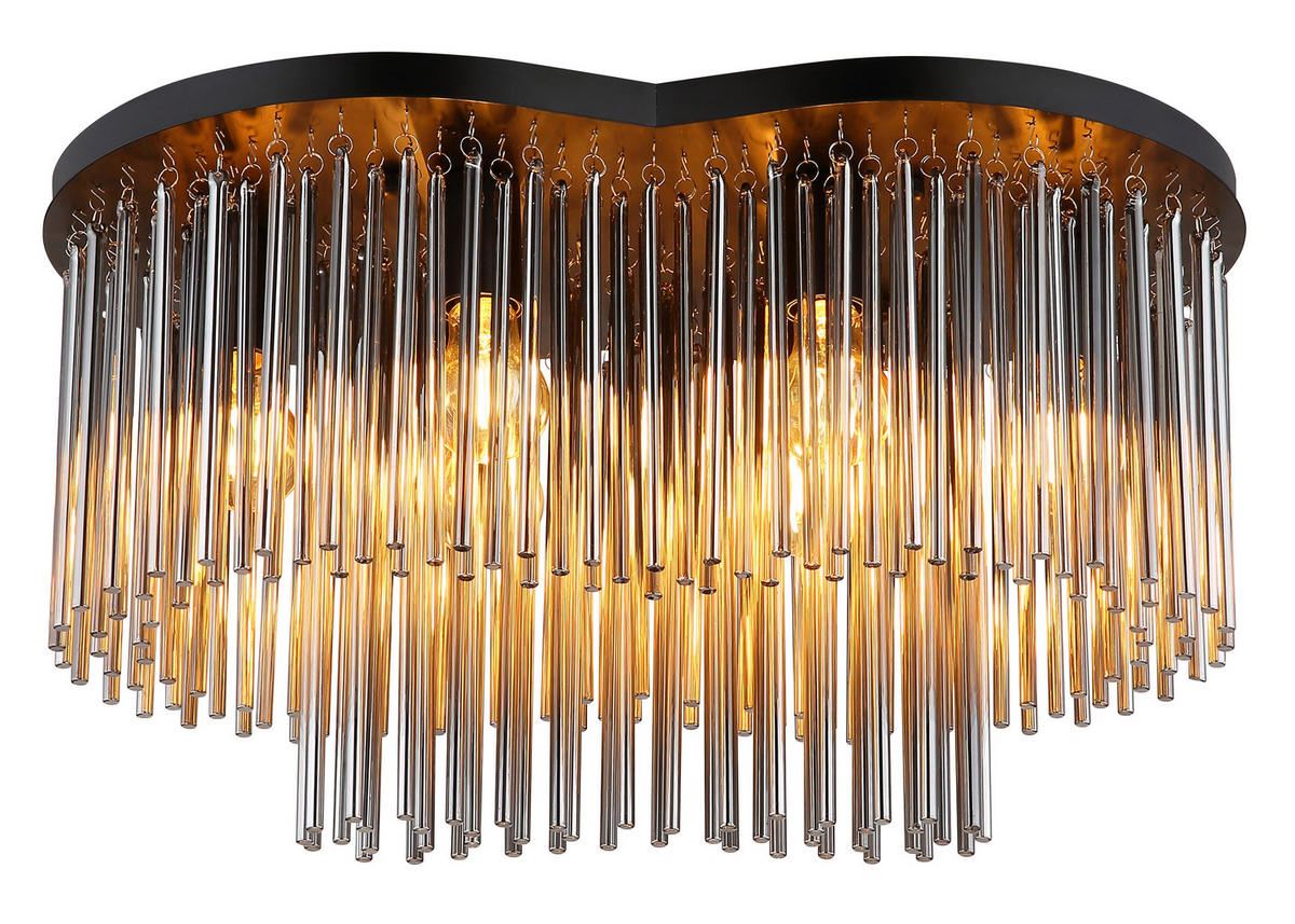 DECKENLEUCHTE GORLEY 60/35/34,5 cm   - Schwarz/Grau, KONVENTIONELL, Glas/Metall (60/35/34,5cm) - Globo