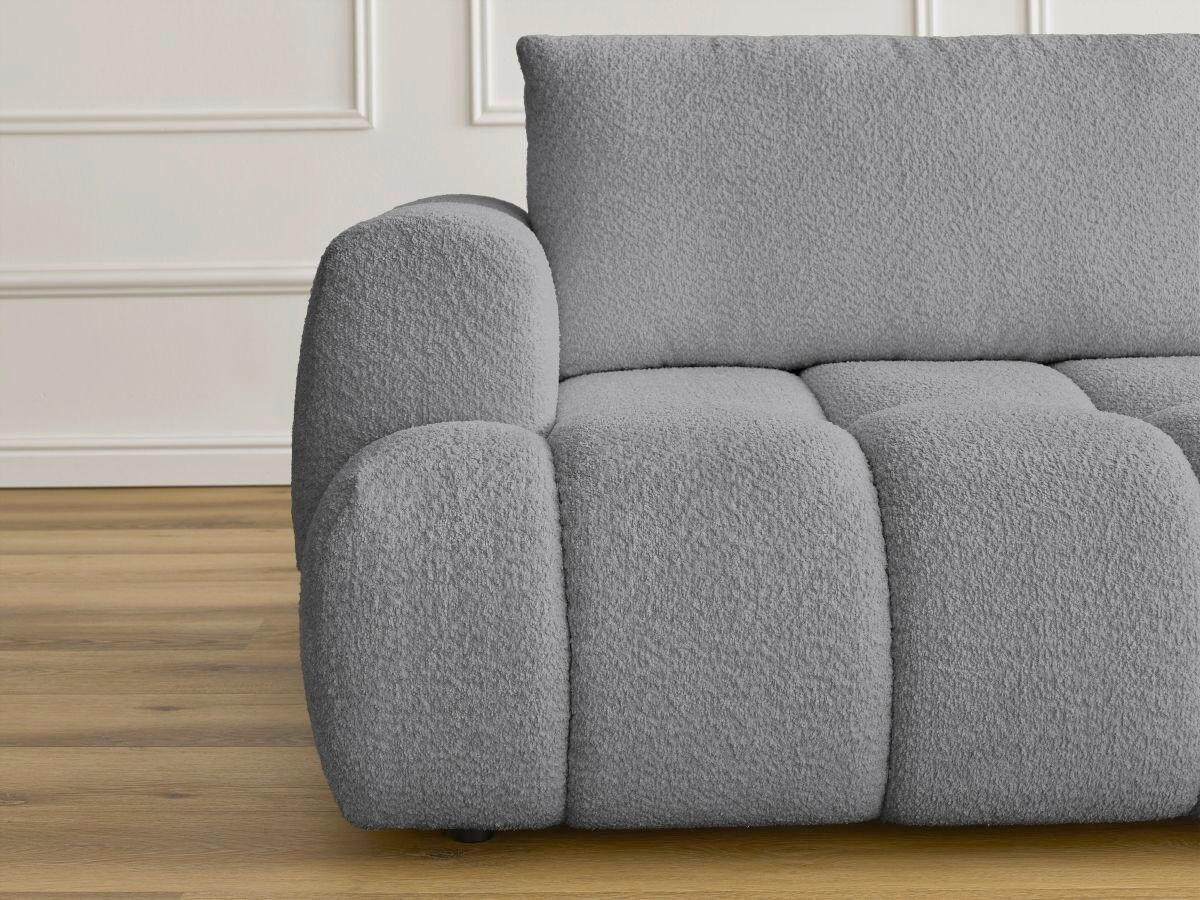 SCHLAFSOFA FUJI Bouclé Dunkelgrau  inkl.  - Dunkelgrau/Schwarz, MODERN, Kunststoff/Textil (251/113/88cm)