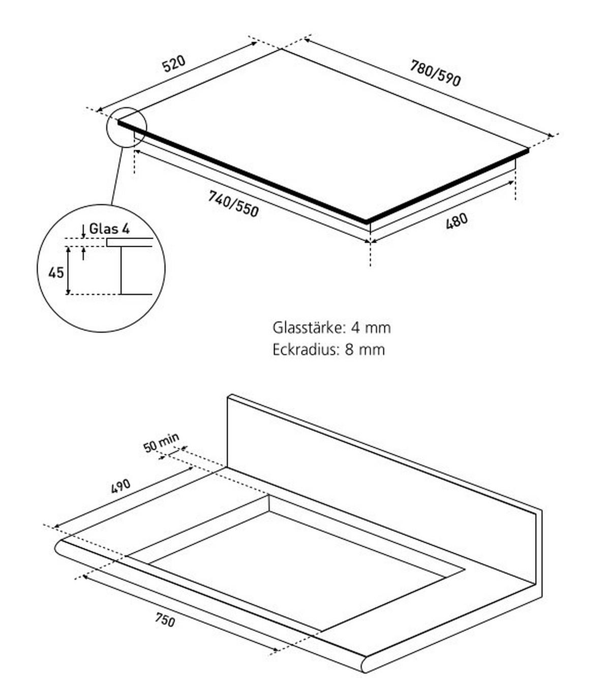 BACKOFENSET CLS901  - Schwarz, Basics, Glas/Metall (59,6/59,5/54,8cm) - Oranier