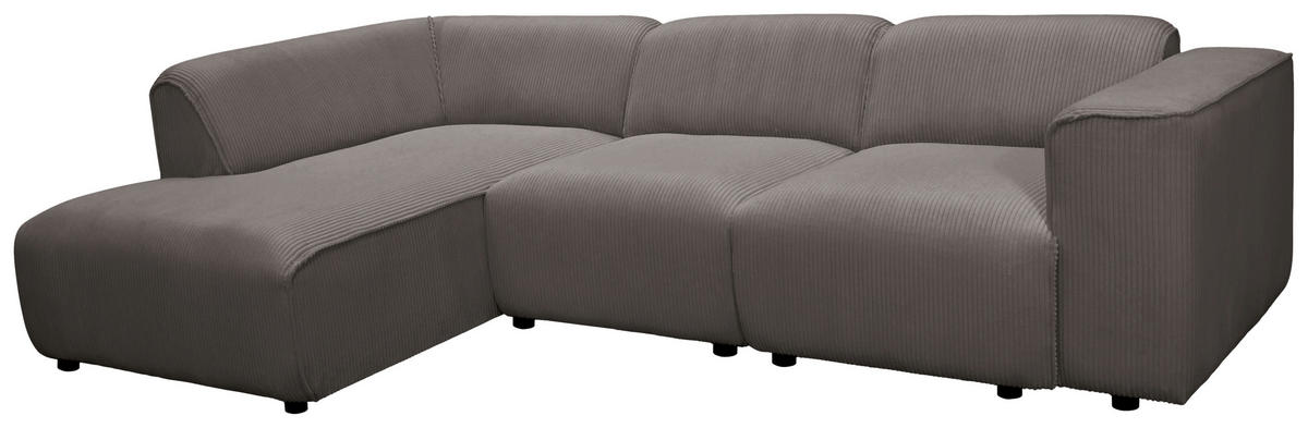 ECKSOFA ANTHONY Braun Cord  - Schwarz/Braun, Design, Kunststoff/Textil (163/275cm) - MID.YOU