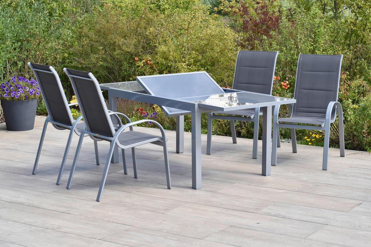 GARTENSET Aluminium  - Anthrazit/Silberfarben, MODERN, Textil/Metall - Gardenson