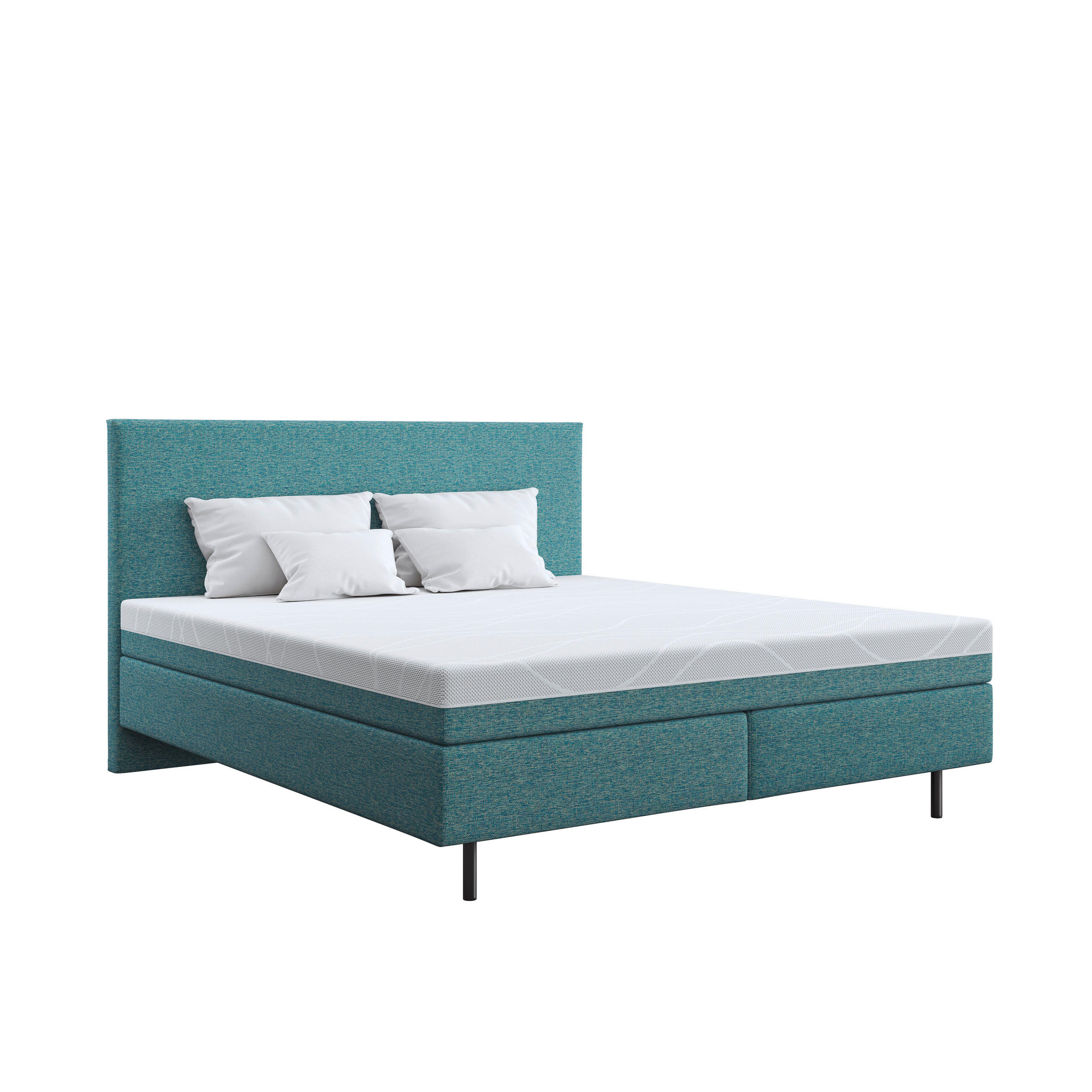 BOXSPRINGBETT 180/200 cm  in Hellblau  - Schwarz/Hellblau, Basics, Textil/Metall (180/200cm) - Schlaraffia
