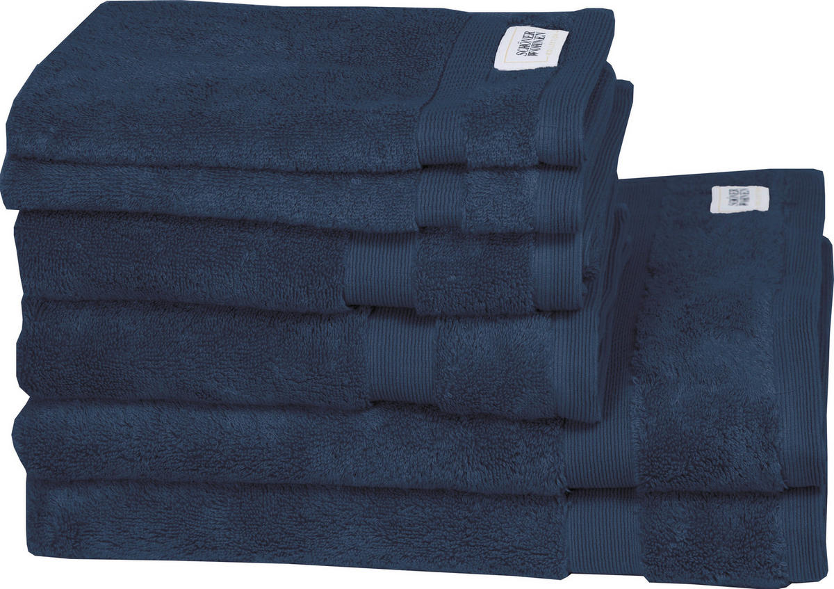 FROTTIERSET SW-Cuddly Dunkelblau 6-teilig  - Dunkelblau, Basics, Textil - Schöner Wohnen