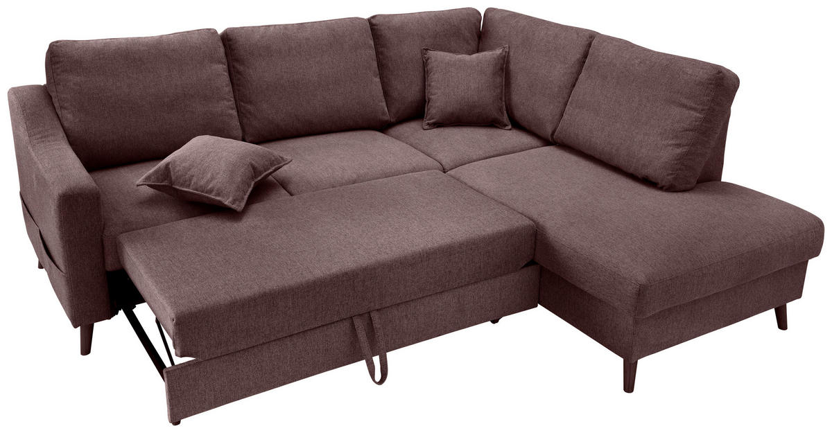 ECKSOFA in Struktur Bordeaux  - Bordeaux/Naturfarben, Konventionell, Holz/Textil (230/200cm) - P & B