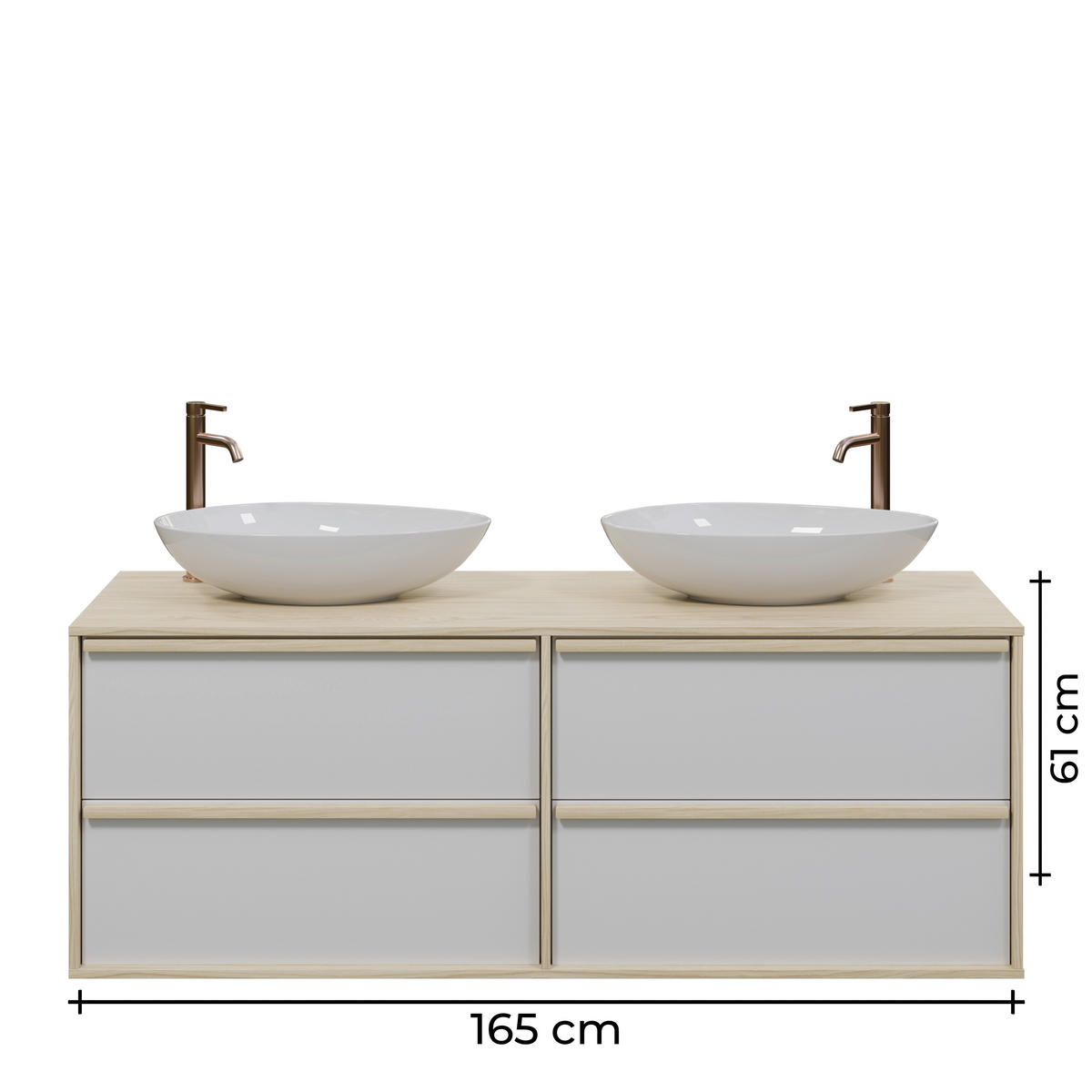 WASCHTISCHKOMBI 165,1 cm  - Eichefarben/Weiß, MODERN, Holz/Keramik (165,1cm) - Celina Home