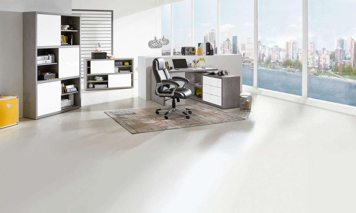 REGAL siva, bijela visoki sjaj  drvni materijal  - siva/bijela visoki sjaj, Design, drvni materijal (140/87/35,6cm) - Carryhome