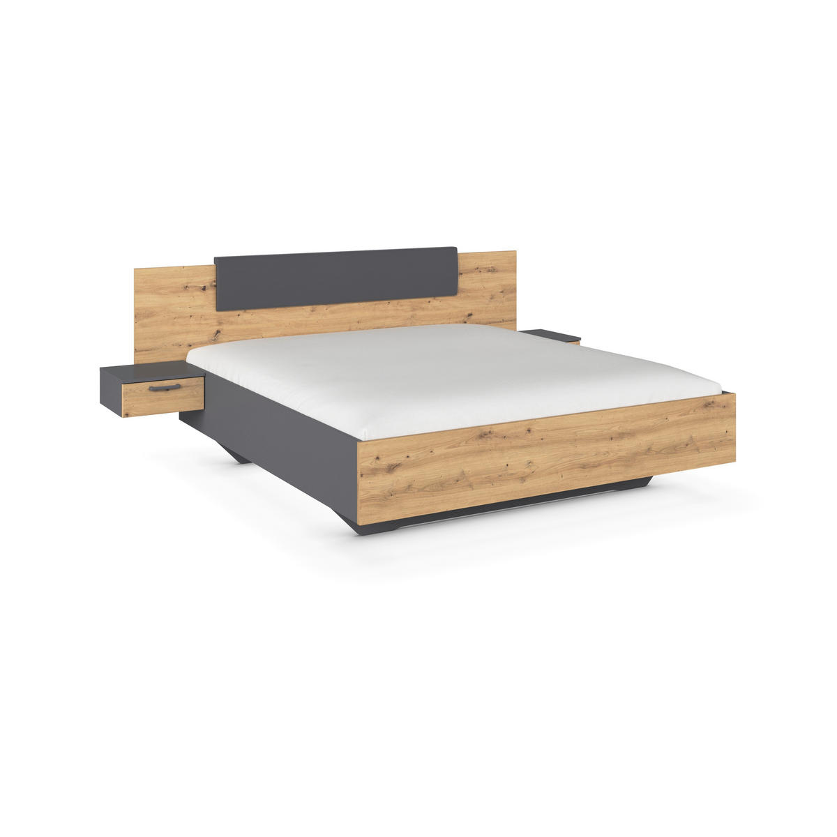BETTANLAGE 180/200 cm  in Grau, Eiche Artisan  - Eiche Artisan/Grau, MODERN, Holzwerkstoff (180/200cm) - Rauch Möbel