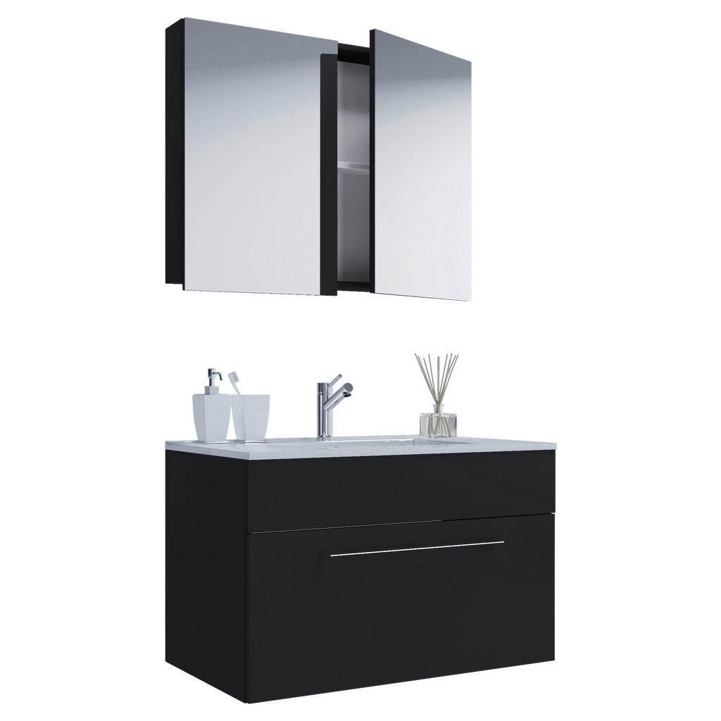 Badezimmer Badinos 3-teilig Schwarz B: 80 Cm