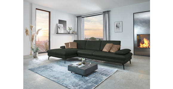 ECKSOFA in Echtleder Dunkelgrün 157/325 cm - Dunkelgrün/Schwarz, Design, Leder/Metall (157/325cm) - Dieter Knoll