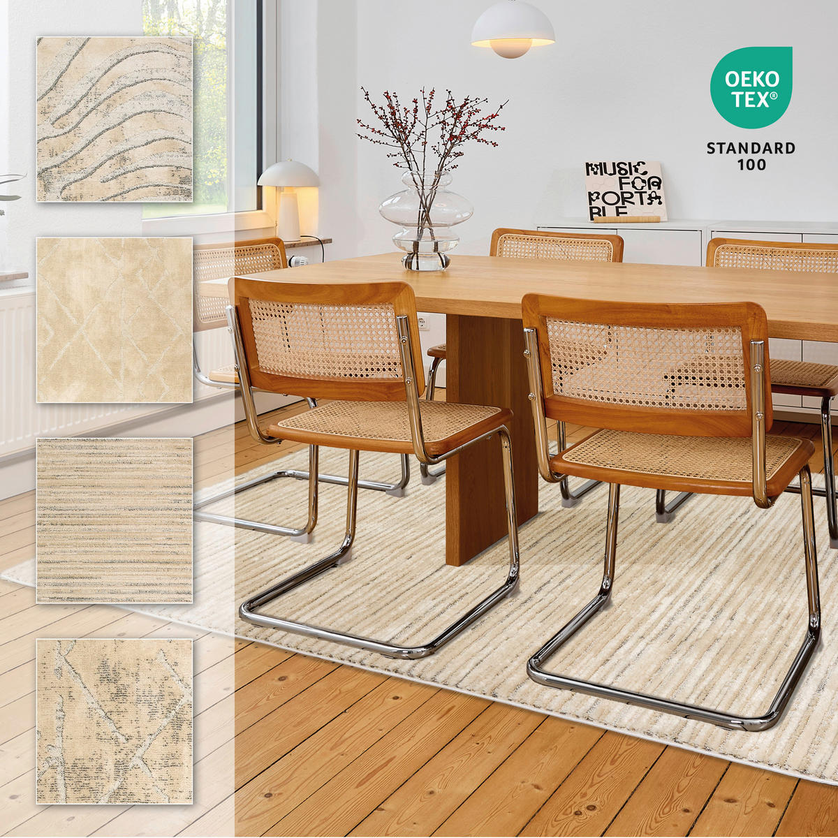 WEBTEPPICH 133/190 cm Lou Creme, Grau rechteckig  - Creme/Grau, Basics, Kunststoff/Textil (133/190cm) - Astra