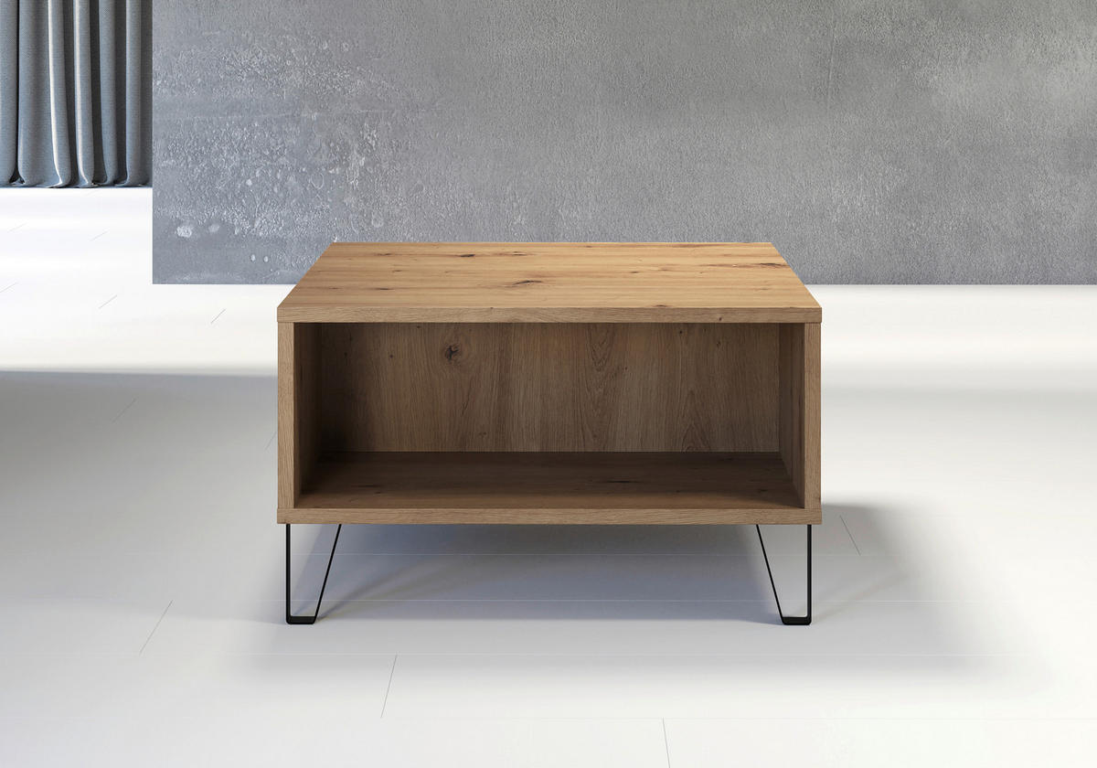 COUCHTISCH 60/60/37 cm TOUCH quadratisch Eiche Artisan  - Schwarz/Eiche Artisan, Design, Holzwerkstoff/Metall (60/60/37cm) - MID.YOU
