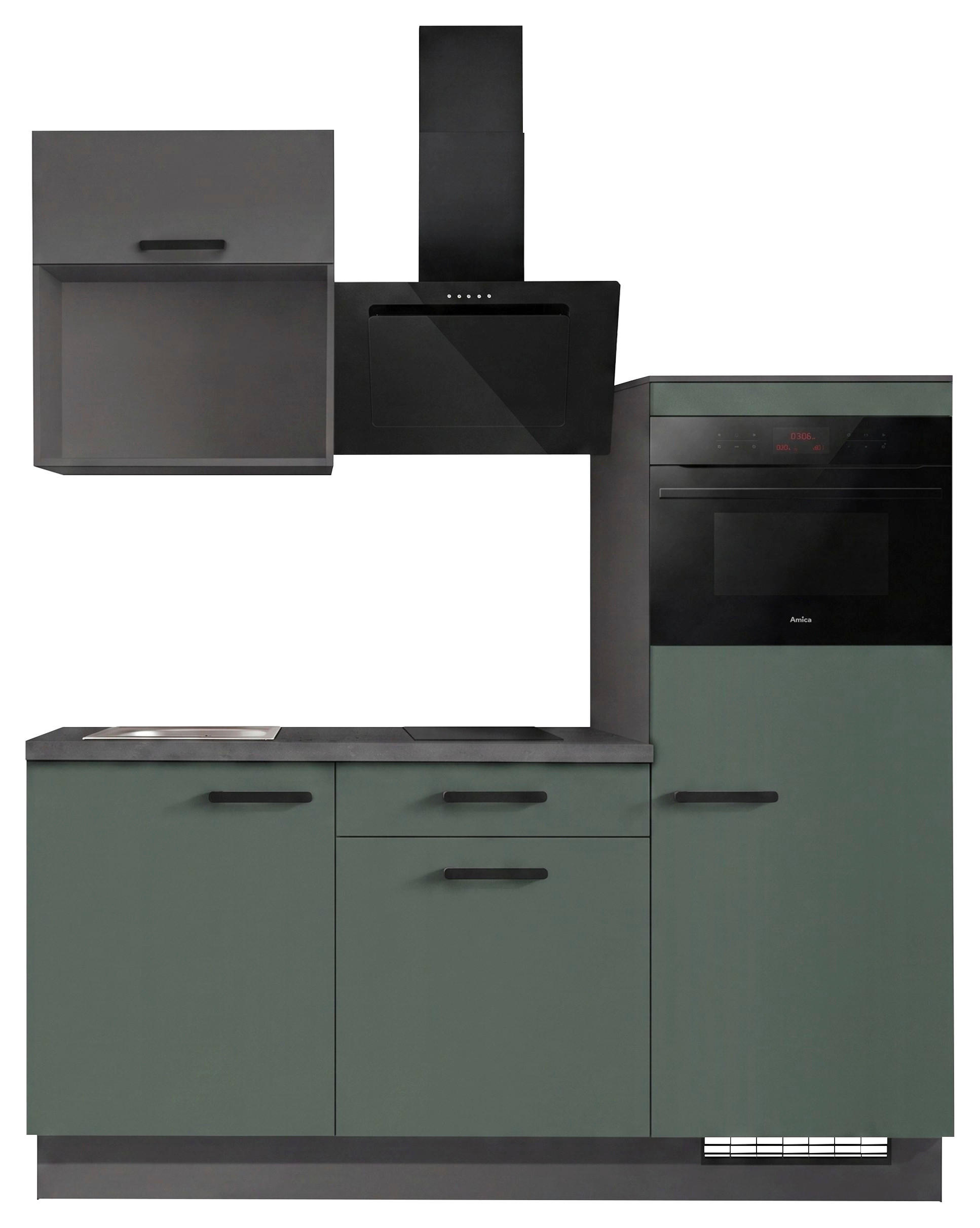 KÜCHENLEERBLOCK IP1200 180 cm  in Graphitfarben, Dunkelgrün  - Schieferfarben/Dunkelgrün, Basics, Holzwerkstoff/Metall (180cm) - Impuls