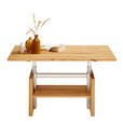 COUCHTISCH Wildeiche massiv 110/65/55-69 cm rechteckig Eichefarben  - Eichefarben, Design, Holz/Metall (110/65/55-69cm) - Linea Natura
