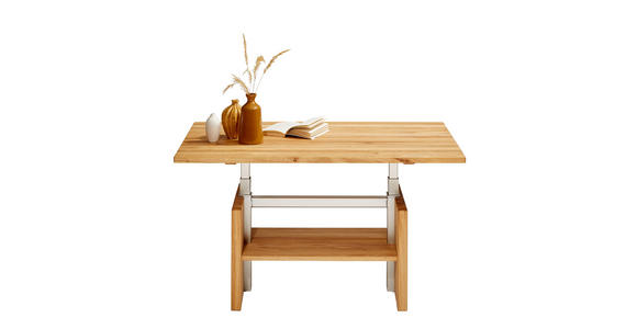 COUCHTISCH Wildeiche massiv 110/65/55-69 cm rechteckig Eichefarben  - Eichefarben, Design, Holz/Metall (110/65/55-69cm) - Linea Natura