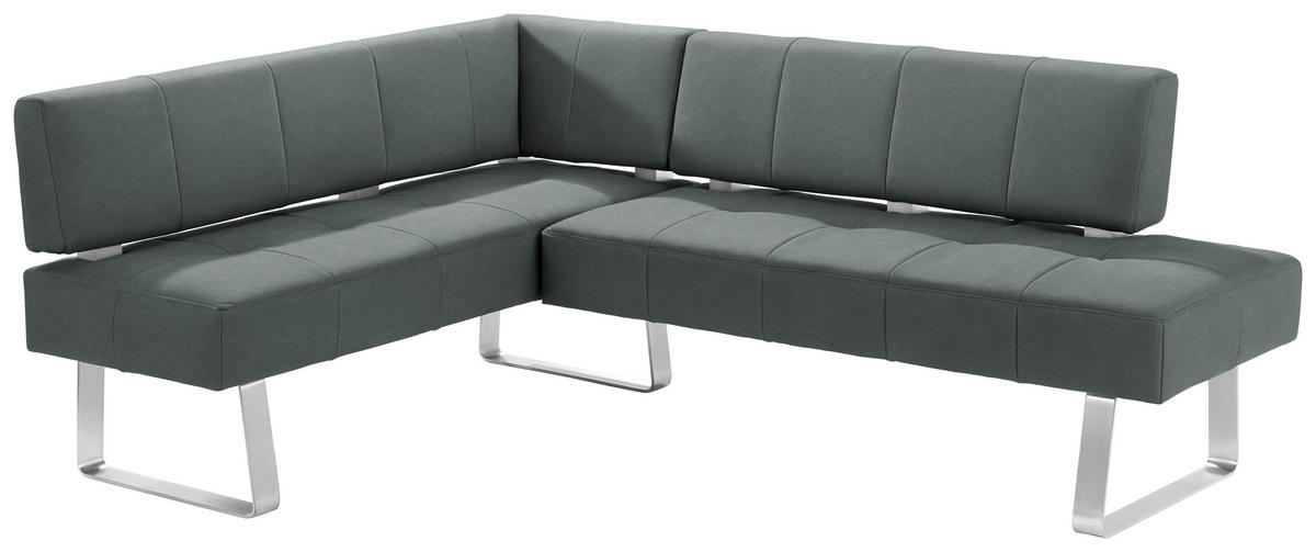 ECKBANK 165/227 cm Mikrofaser Edelstahlfarben, Dunkelgrau Metall   - Edelstahlfarben/Dunkelgrau, Design, Textil/Metall (165/227cm) - Moderano