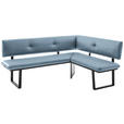 ECKBANK 205/165 cm  in Schwarz, Hellblau  - Schwarz/Hellblau, MODERN, Textil/Metall (205/165cm) - Cantus