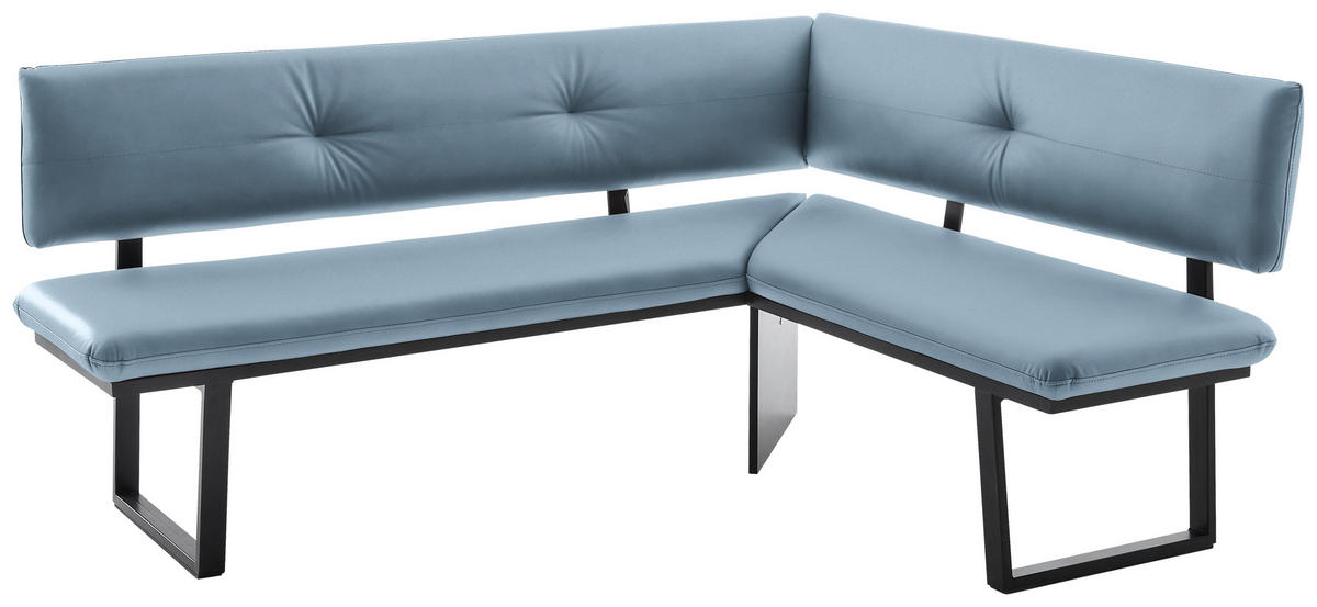 ECKBANK in Metall, Textil Schwarz, Hellblau  - Schwarz/Hellblau, Modern, Textil/Metall (190/150cm) - Cantus