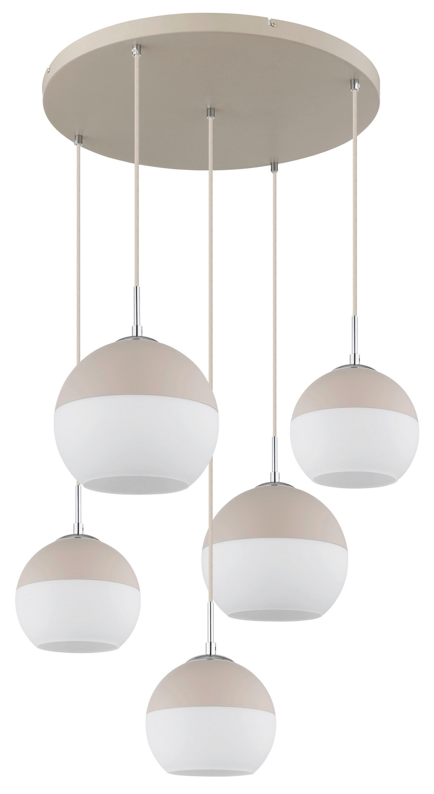 HÄNGELEUCHTE 57/120 cm  - Sandfarben/Beige, Design, Glas/Textil (57/120cm) - Globo