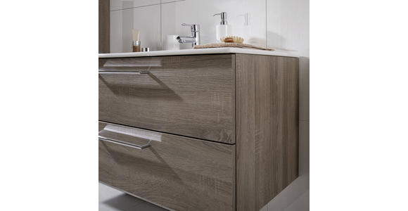 BADEZIMMER 101 cm - Trüffeleichefarben/Weiß, Design, Glas/Keramik (101cm) - Novel