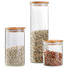 VORRATSDOSE 1,2 L - Klar/Hellbraun, Design, Glas/Holz (9,5/18cm) - Homeware