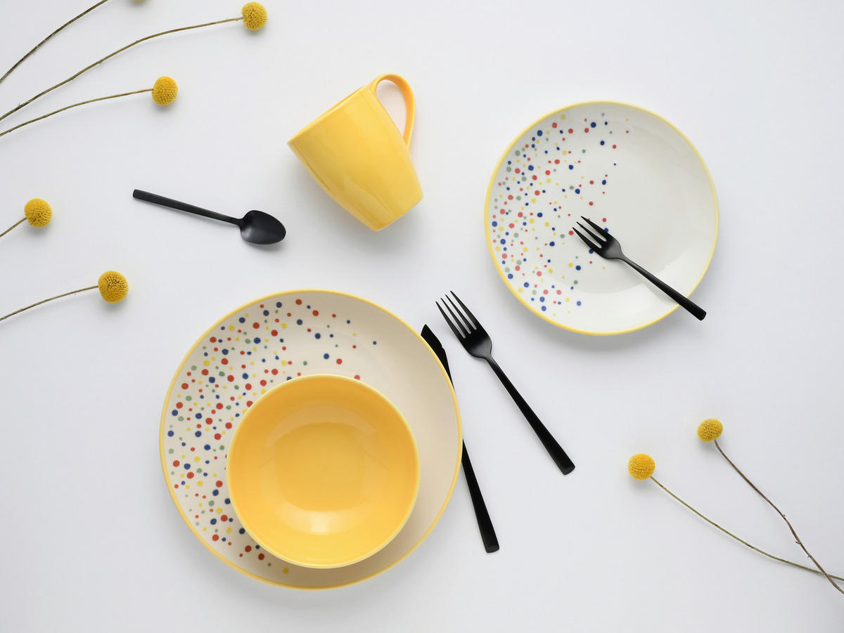 KOMBISERVICE Joy Gelb-bunt 16-teilig  - Gelb/Creme, Basics, Keramik (36/35,5/33null) - Creatable