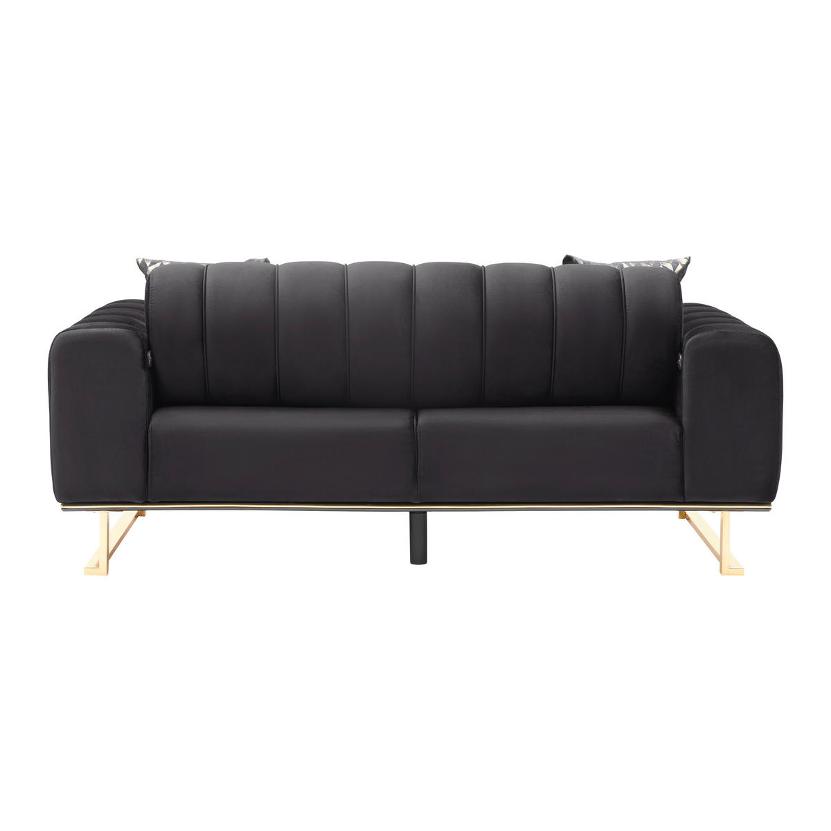 Canapea Cu 2 Locuri, textil, negru - auriu/negru, Lifestyle, textil (190/80/90cm) - Based