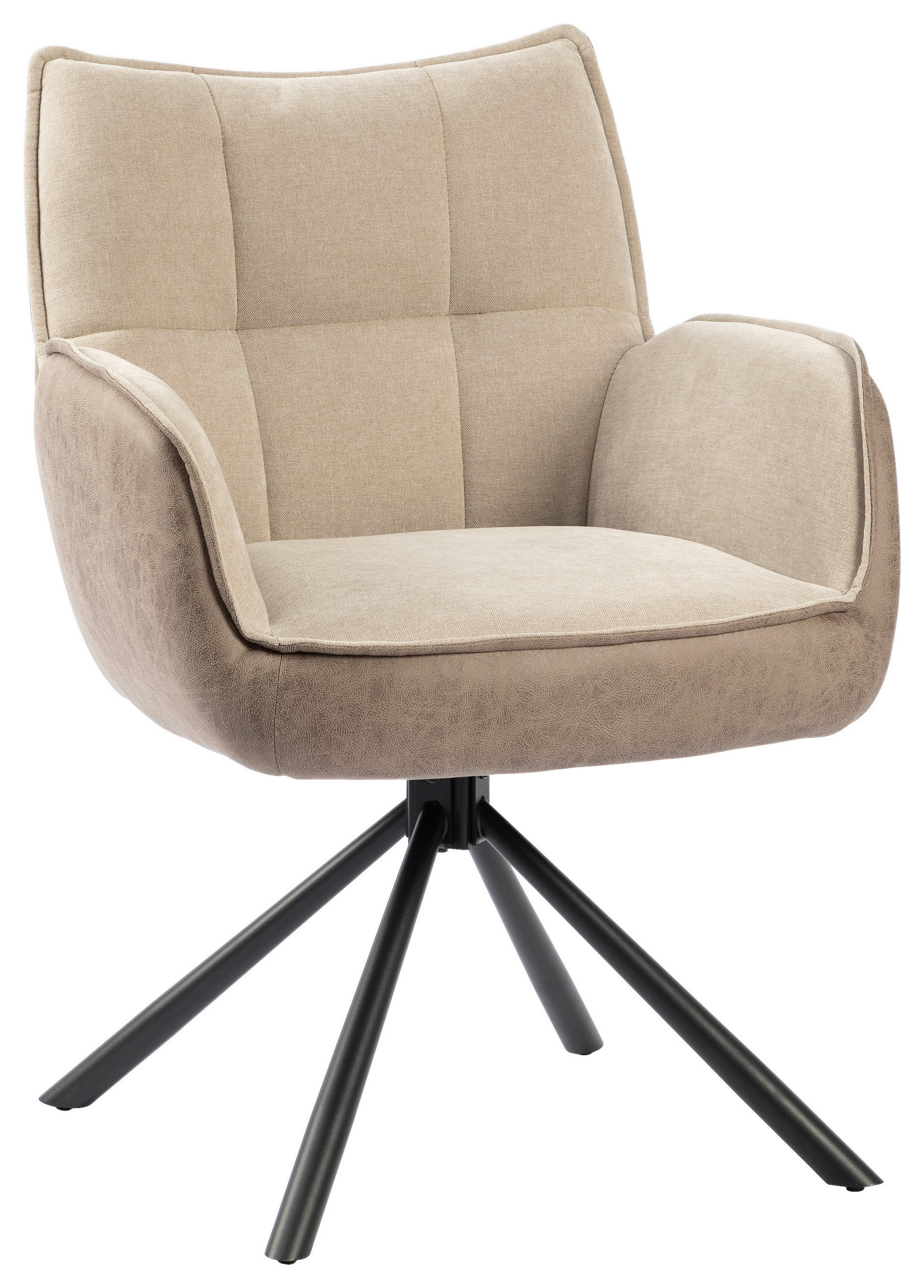 ARMLEHNSTUHL  Sitzfläche 180° drehbar Webstoff  Braun, Schwarz, Beige  - Beige/Schwarz, MODERN, Textil/Metall (60/87/63cm) - MID.YOU