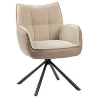 ARMLEHNSTUHL  Sitzfläche 180° drehbar Webstoff  Braun, Schwarz, Beige  - Beige/Schwarz, MODERN, Textil/Metall (60/87/63cm) - MID.YOU