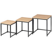 SATZTISCH Metall, Holzwerkstoff  - Schwarz/Naturfarben, Design, Holzwerkstoff/Metall - MID.YOU