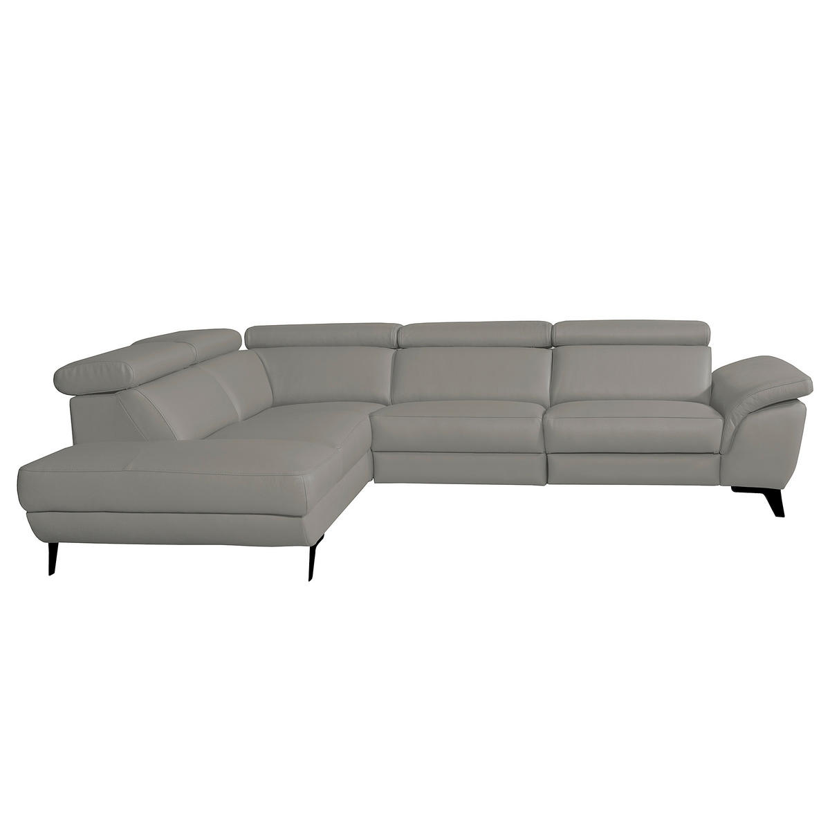 ECKSOFA DALLAS in Echtleder Grau  228/283 cm  - Schwarz/Grau, Design, Leder/Metall (228/283cm) - Livetastic