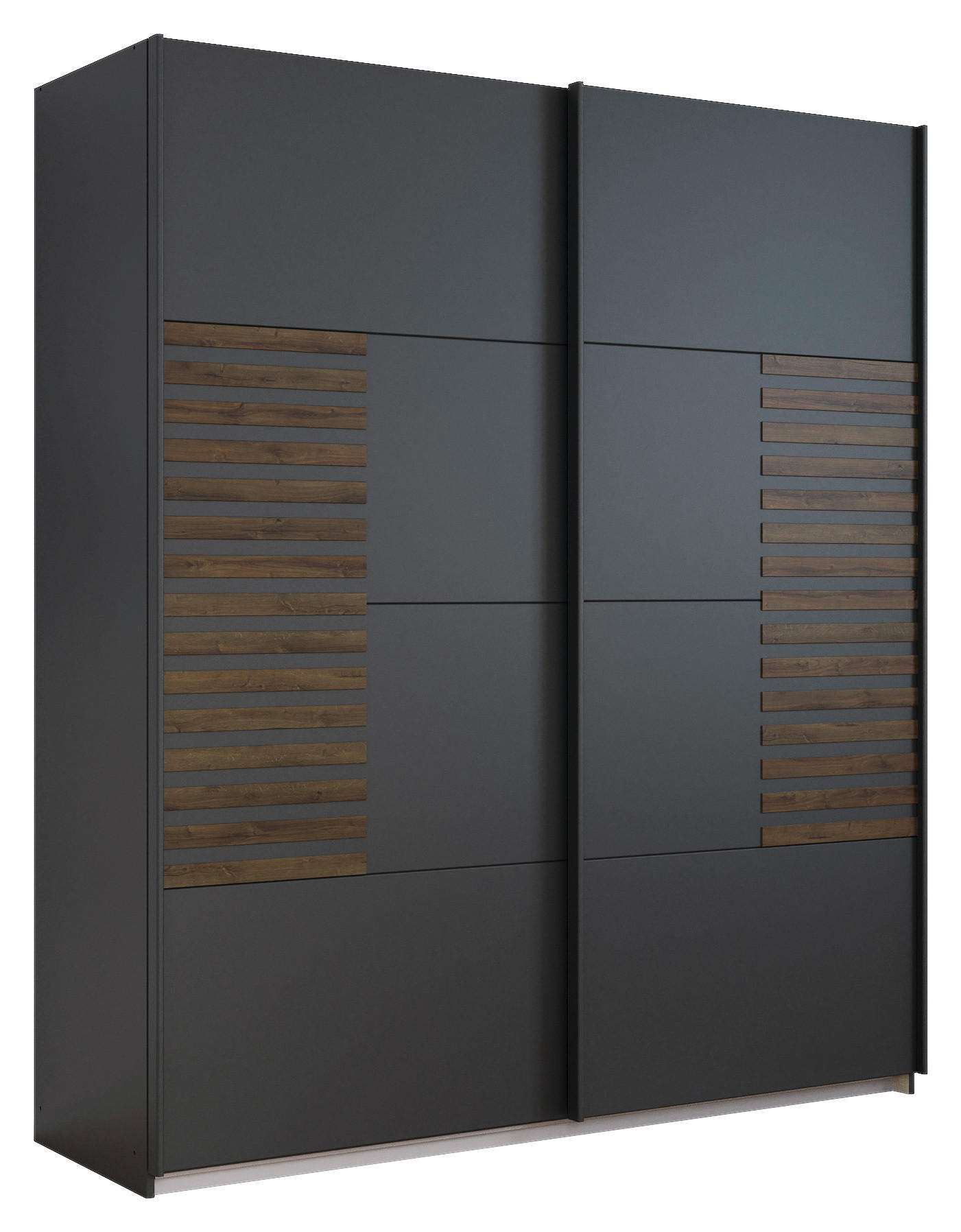 SCHWEBETÜRENSCHRANK in Dunkelgrau, Eiche dunkel  - Eiche dunkel/Dunkelgrau, Modern, Holzwerkstoff/Metall (181/210/62cm) - Rauch Möbel