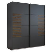 SCHWEBETÜRENSCHRANK 181/210/62 cm 2-türig Dunkelgrau, Eiche dunkel  - Eiche dunkel/Dunkelgrau, MODERN, Holzwerkstoff/Metall (181/210/62cm) - Rauch Möbel