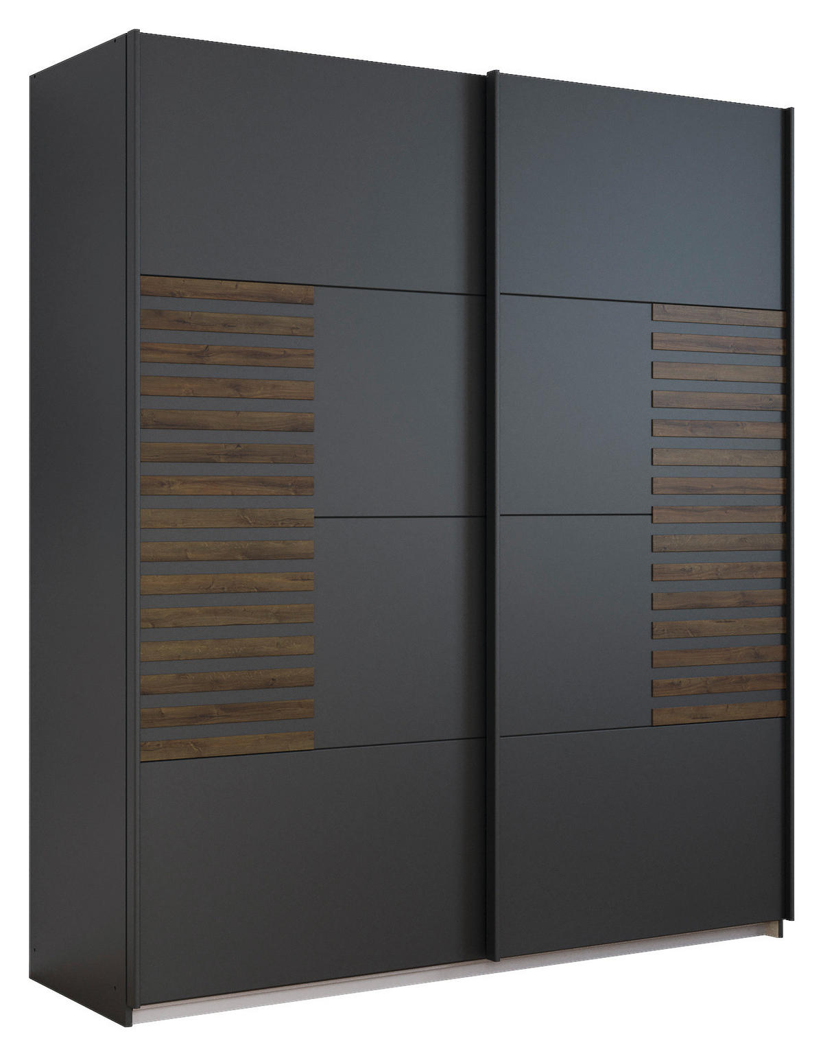 SCHWEBETÜRENSCHRANK 181/210/62 cm 2-türig Dunkelgrau, Eiche dunkel  - Eiche dunkel/Dunkelgrau, MODERN, Holzwerkstoff/Metall (181/210/62cm) - Rauch Möbel
