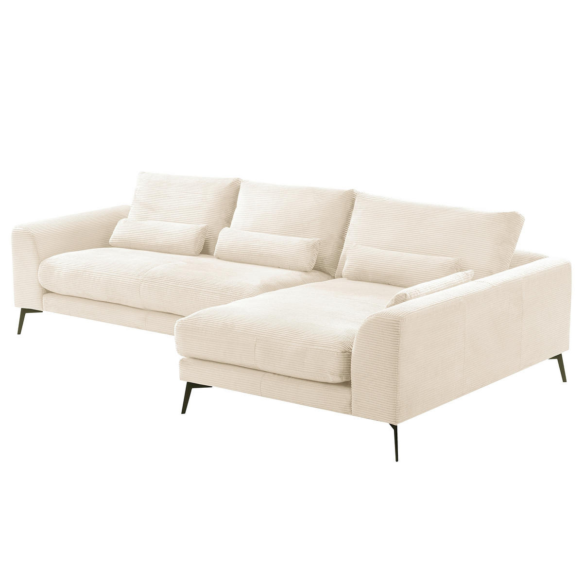 ECKSOFA Creme Cord Nierenkissen, Rückenkissen  - Creme/Schwarz, Design, Textil/Metall (313/172cm) - P & B
