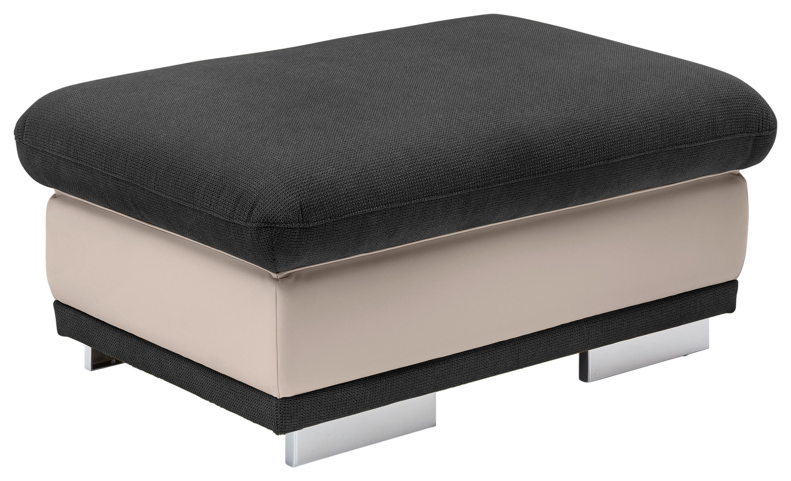 HOCKER Chenille Schwarz, Sandfarben  - Sandfarben/Chromfarben, KONVENTIONELL, Textil/Metall (97/47/67cm) - MID.YOU