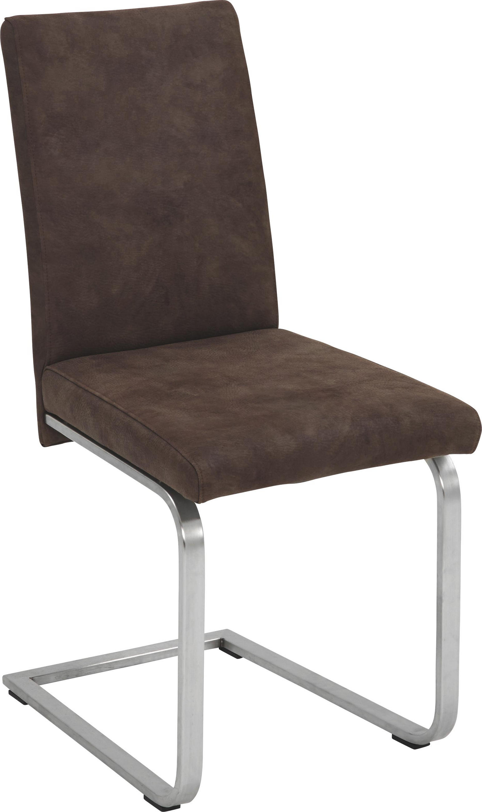 Schwingstuhl in Metall, Textil Braun, Edelstahlfarben