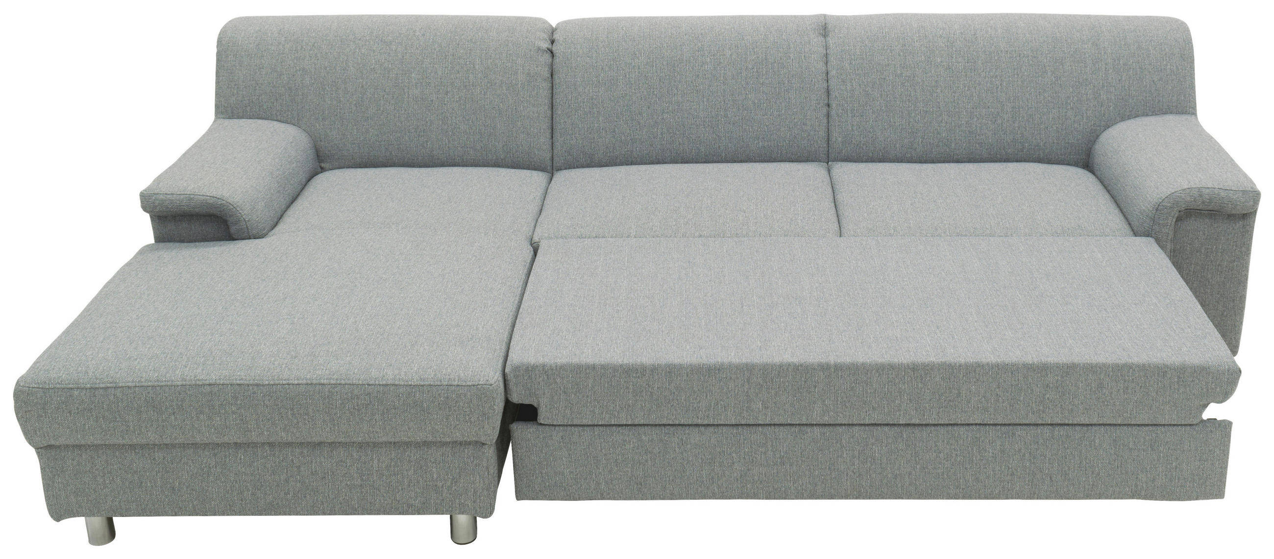 Ecksofa Silberfarben Webstoff - Chromfarben/Silberfarben, KONVENTIONELL, Textil/Metall (150/251cm)