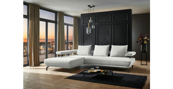 ECKSOFA in Chenille Ecru  224/305 cm  - Ecru/Schwarz, Design, Textil/Metall (224/305cm) - Dieter Knoll