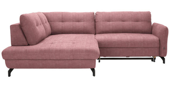 ECKSOFA in Flachgewebe, Leinenoptik Rosa  208/247 cm  - Schwarz/Rosa, Design, Textil/Metall (208/247cm) - Xora
