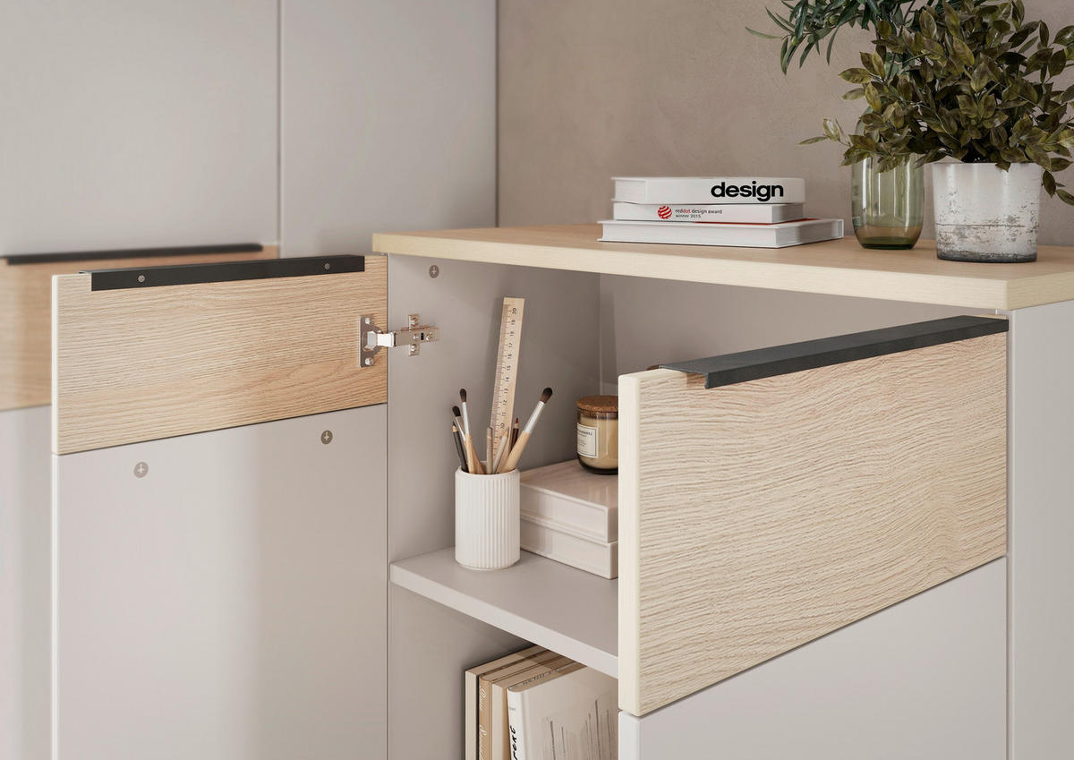 AKTENSCHRANK 80/120/40 cm  - Kaschmir/Eichefarben, Design, Holzwerkstoff (80/120/40cm) - Germania