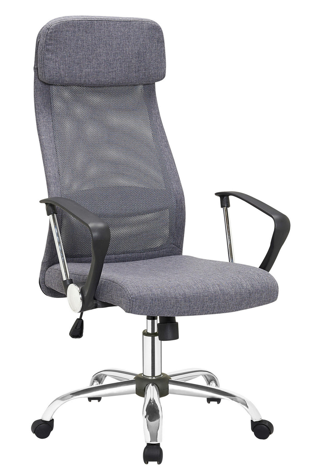 DREHSTUHL  in Netzbespannung Grau, Silberfarben  - Silberfarben/Schwarz, MODERN, Kunststoff/Textil (62/118/60cm) - Livetastic