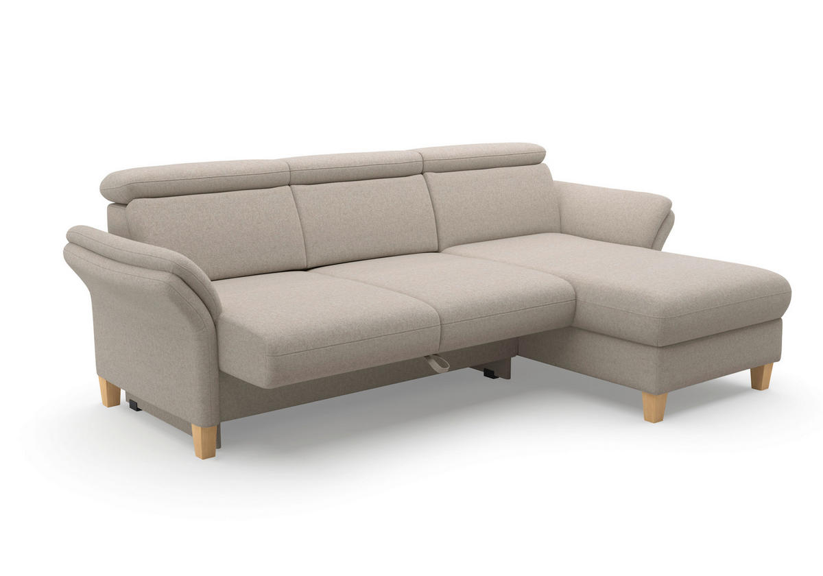ECKSOFA in Flachgewebe Taupe  253/166 cm  - Taupe/Eichefarben, KONVENTIONELL, Holz/Textil (253/166cm) - Sit & More