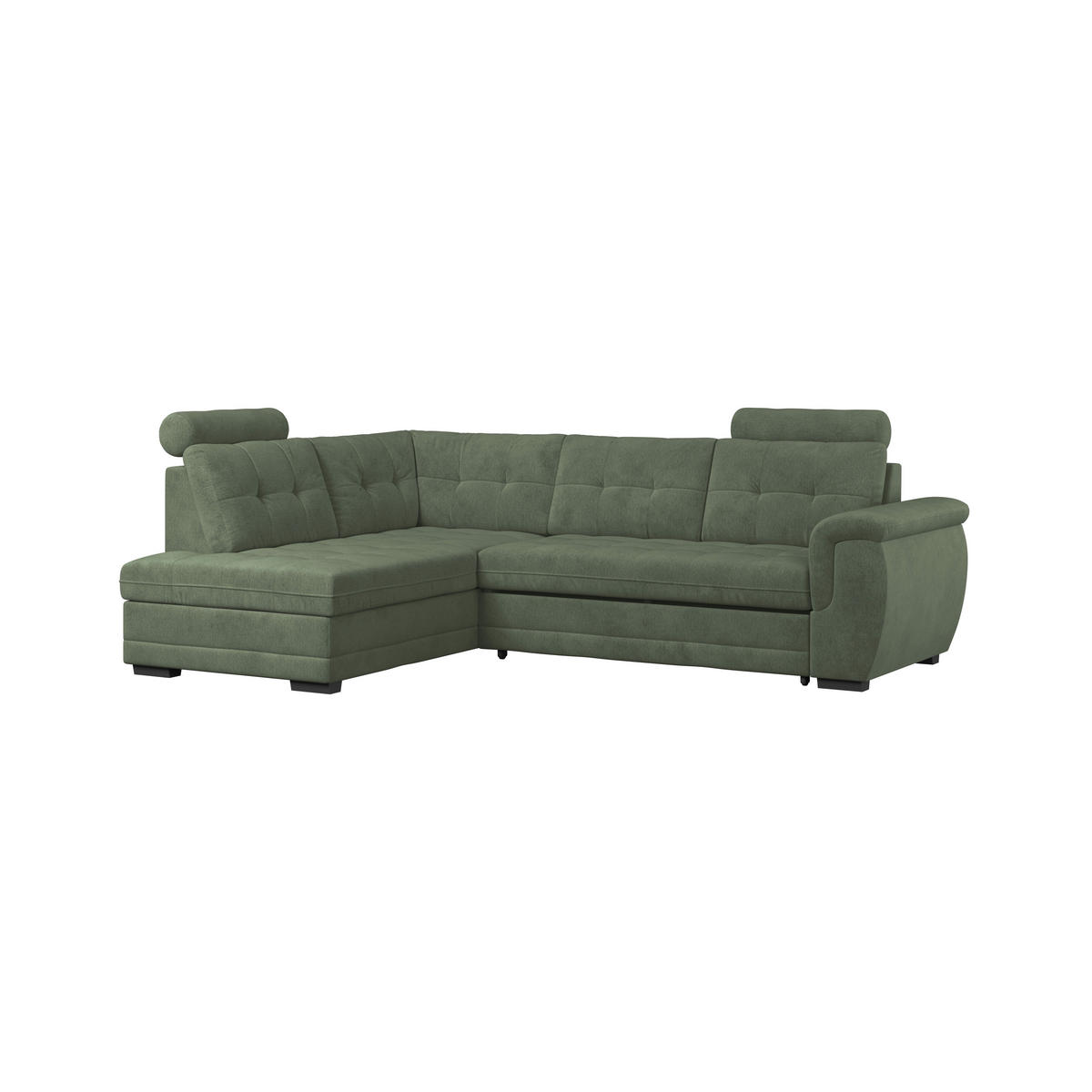 ECKSOFA  Mikrofaser, Struktur Grün  - Schwarz/Grün, Konventionell, Kunststoff/Textil (183/251cm) - MID.YOU