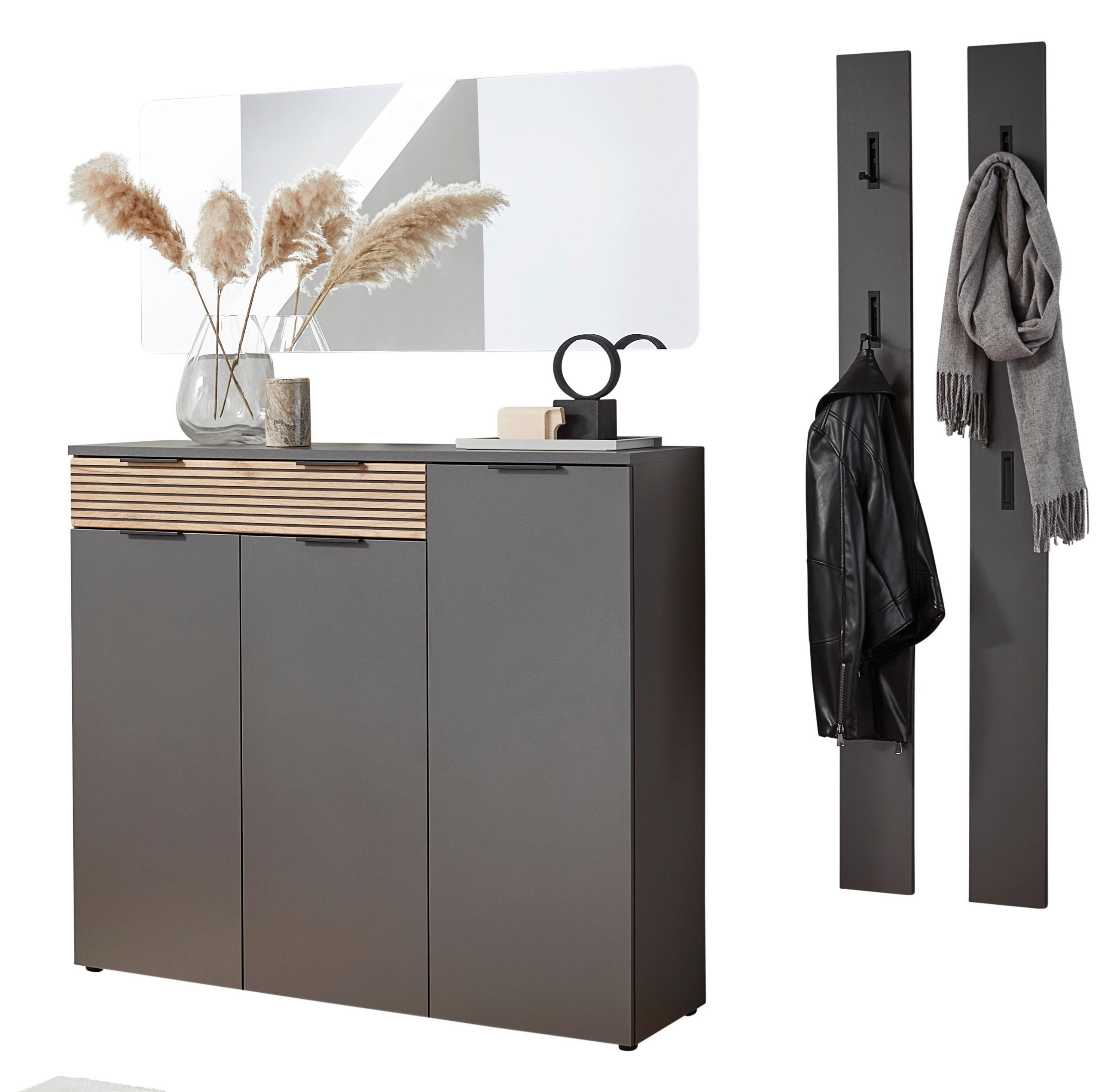 GARDEROBE 4-teilig  in 160/200/40 cm  - Eichefarben/Graphitfarben, Design, Holzwerkstoff (160/200/40cm) - Voleo