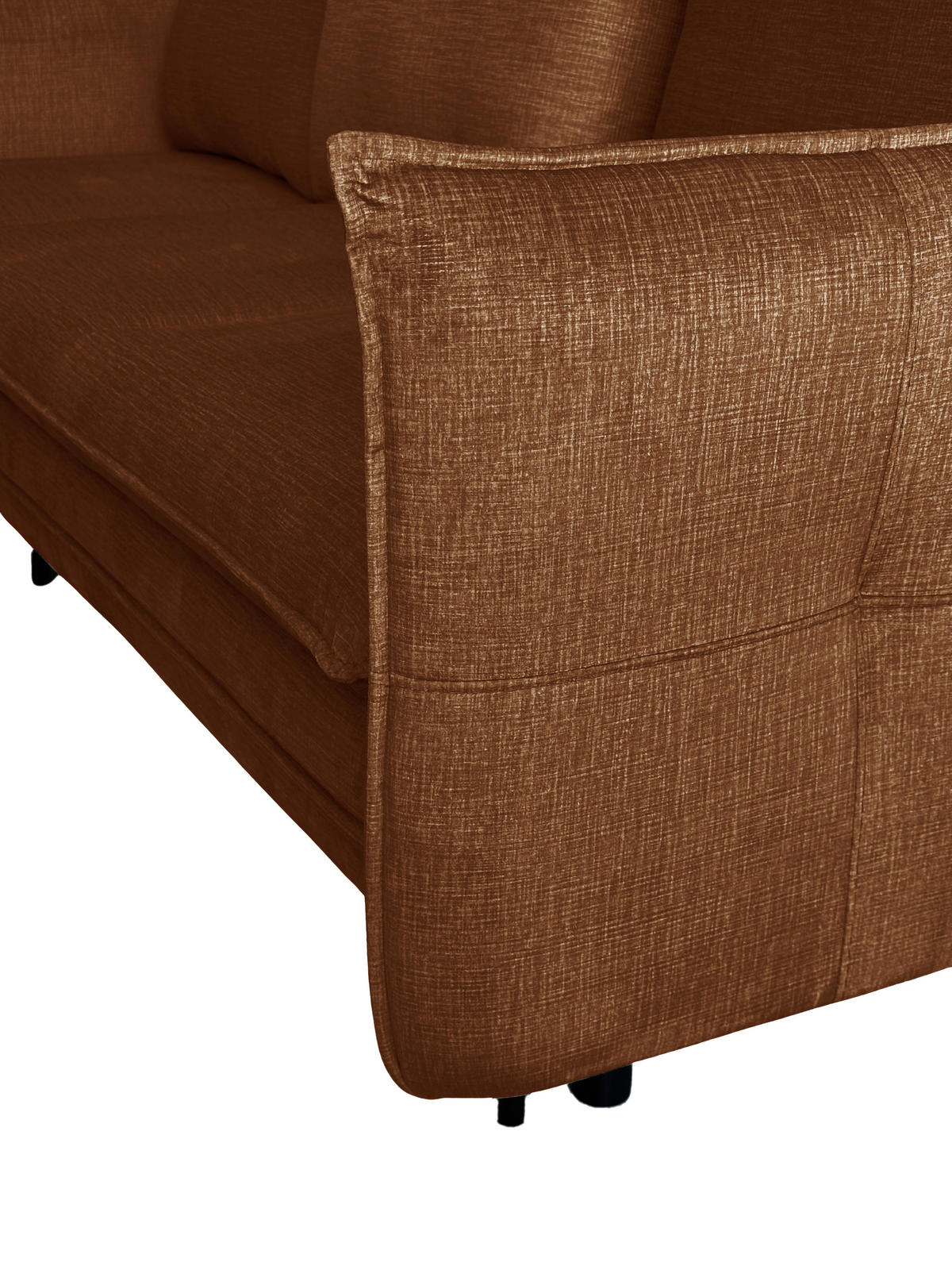 ECKSOFA Rostfarben Flachgewebe  - Rostfarben/Schwarz, Design, Holz/Kunststoff (170/235cm) - MID.YOU