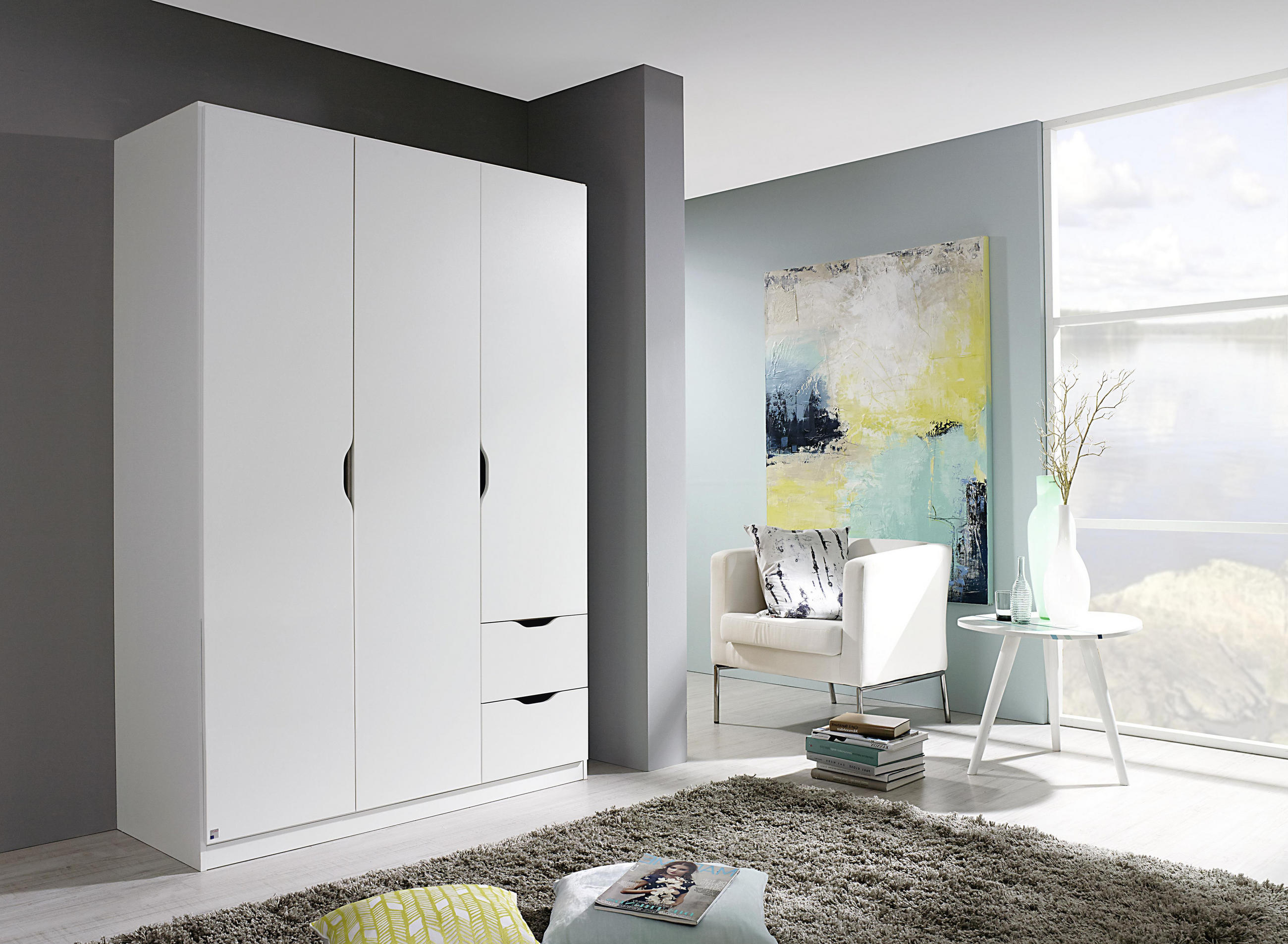 DREHTÜRENSCHRANK 136/197/54 cm 3-türig  - Weiß, MODERN, Holzwerkstoff (136/197/54cm) - Rauch Möbel